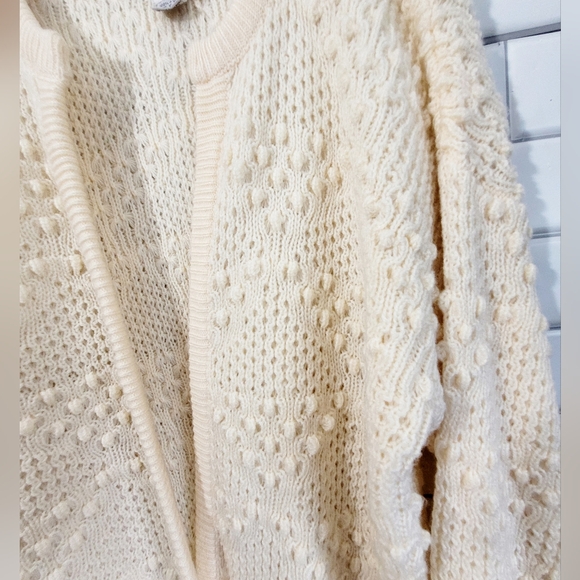 Objectives For Women Vintage Ladies Off White Cardigan Open Front Sweater Textur - Picture 3 of 5
